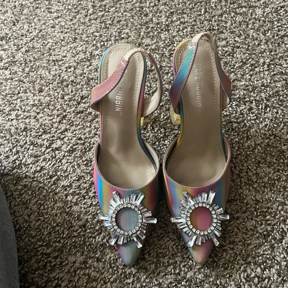 Cape Robbin Multicolor Heels with Crystal Embellishment